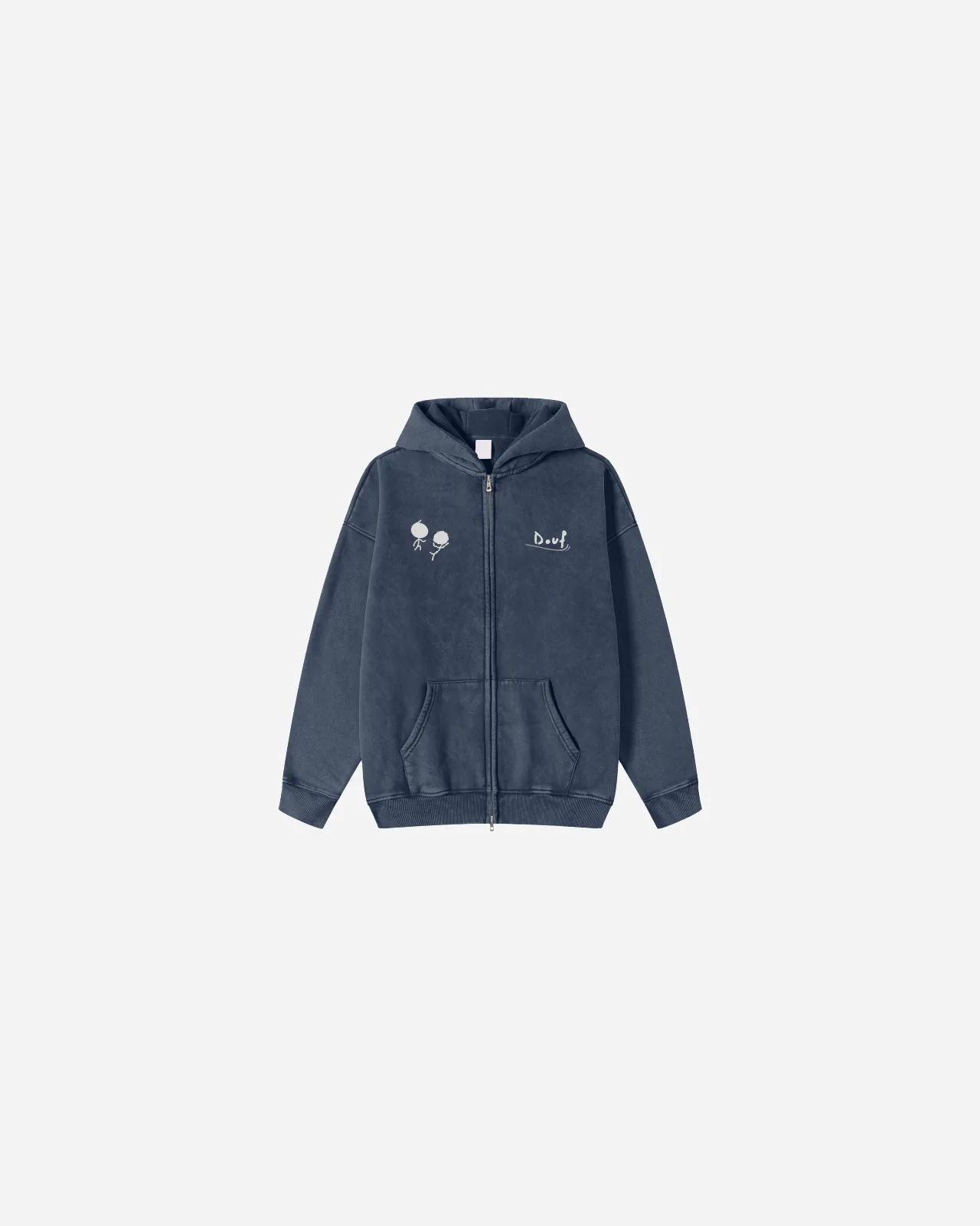 acid wash zip hoodie — azul royal