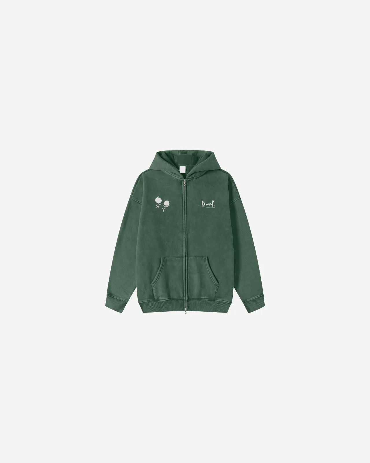 acid wash zip hoodie — verde oscuro