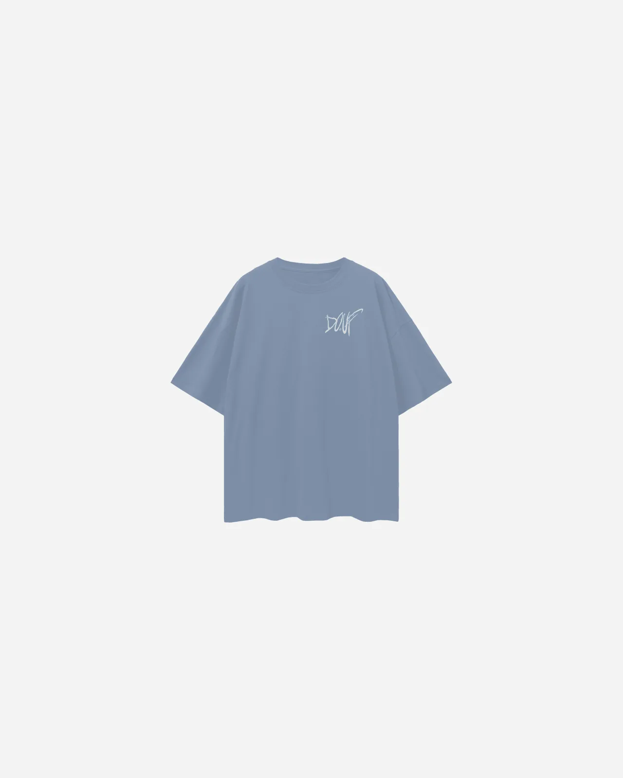 loose basic tee — azul lavado