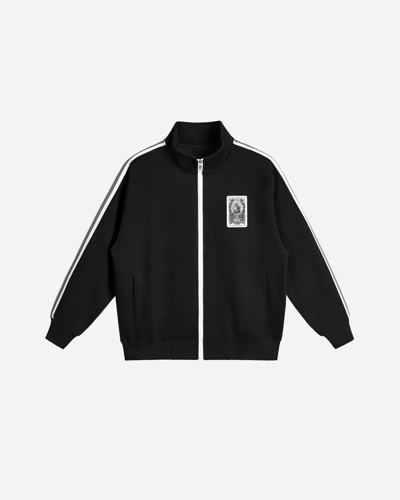 contrast side-stripe jacket — negro
