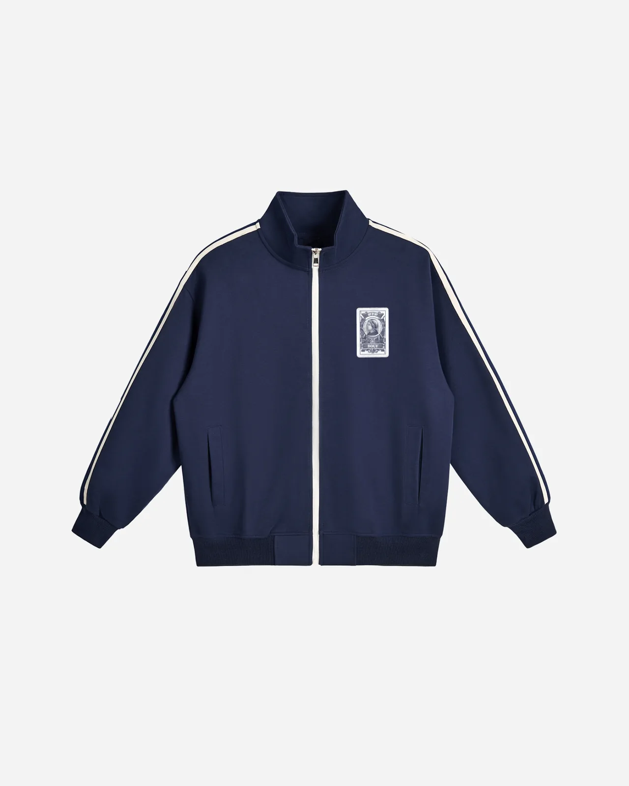 contrast side-stripe jacket — azul royal