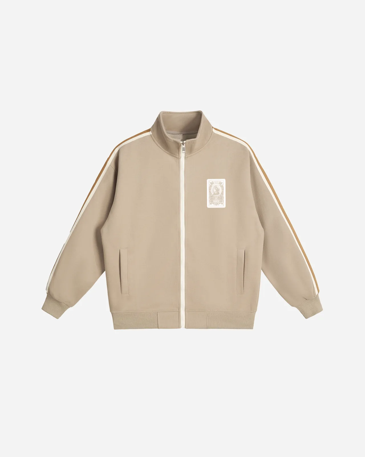 contrast side-stripe jacket — caqui