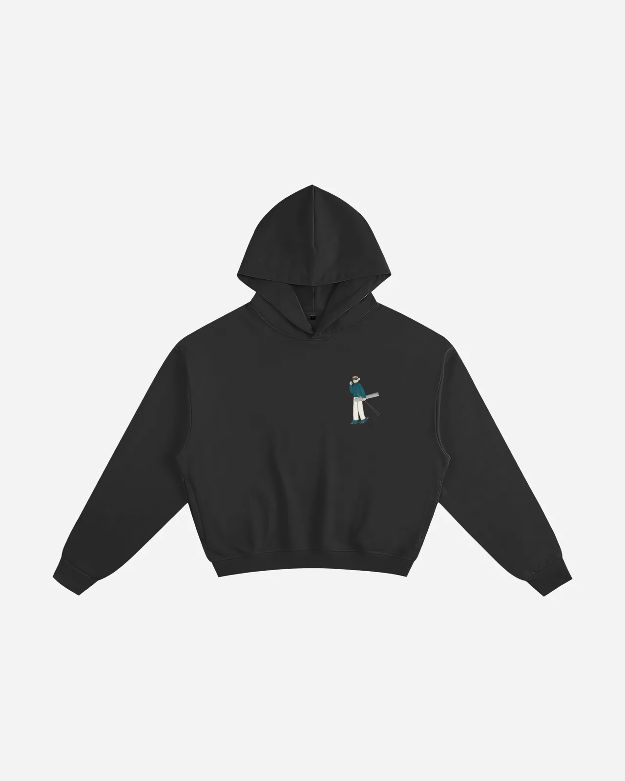 sky boy boxy hoodie — negro