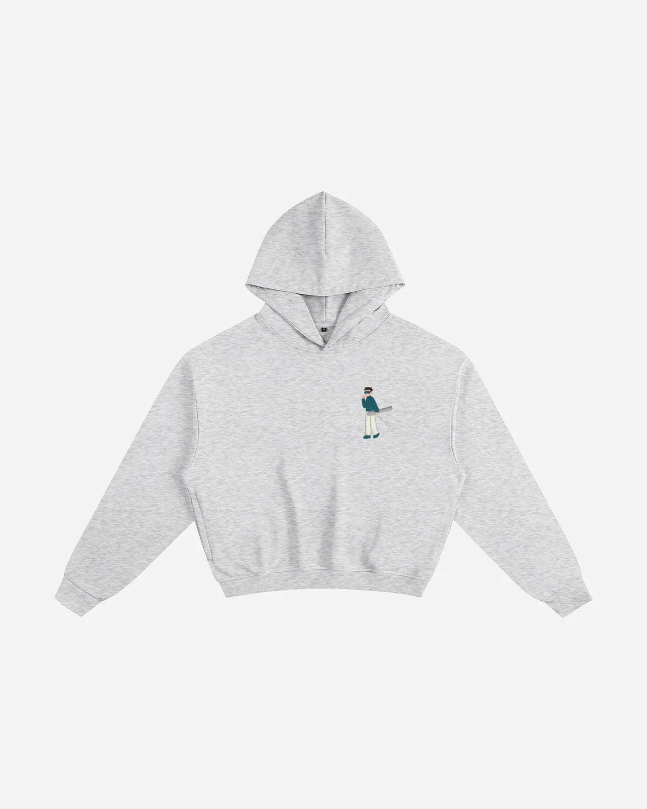 sky boy boxy hoodie — gris nieve
