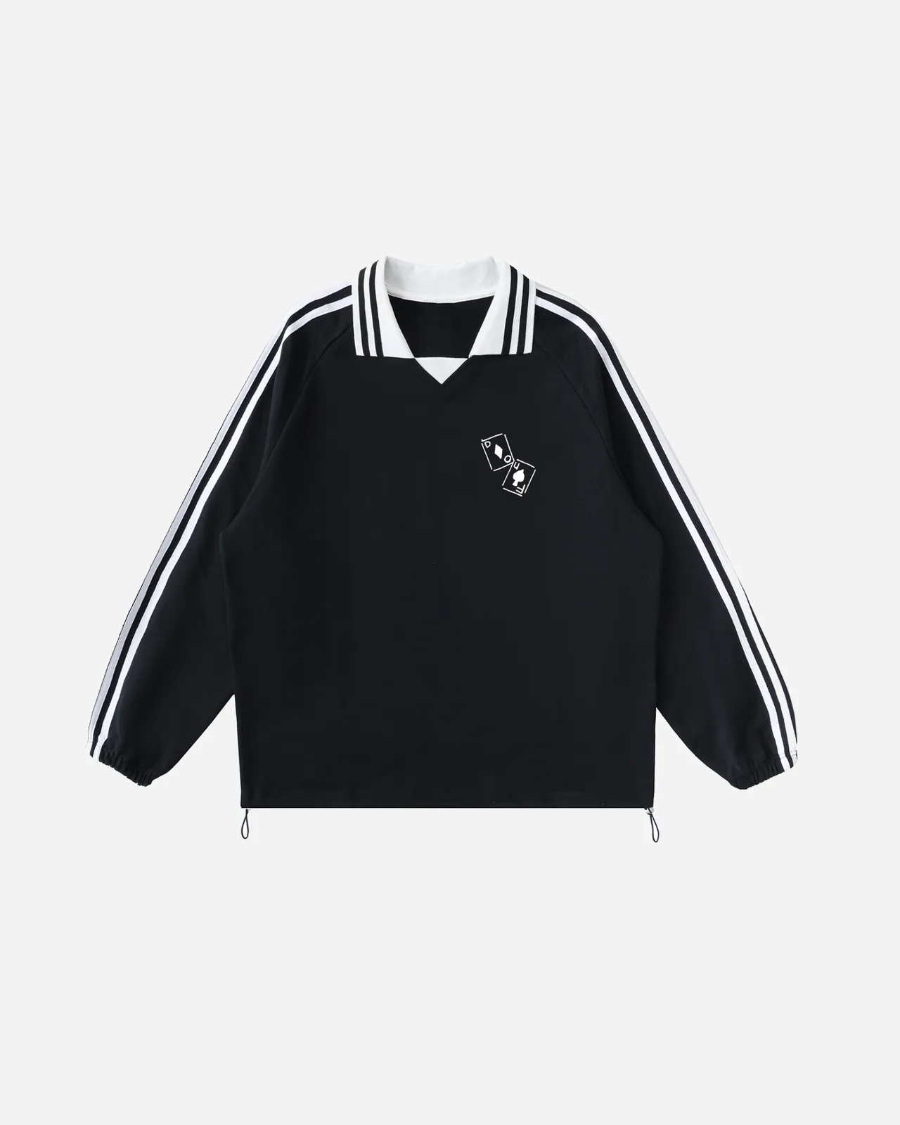striped lapel sweatshirt — negro