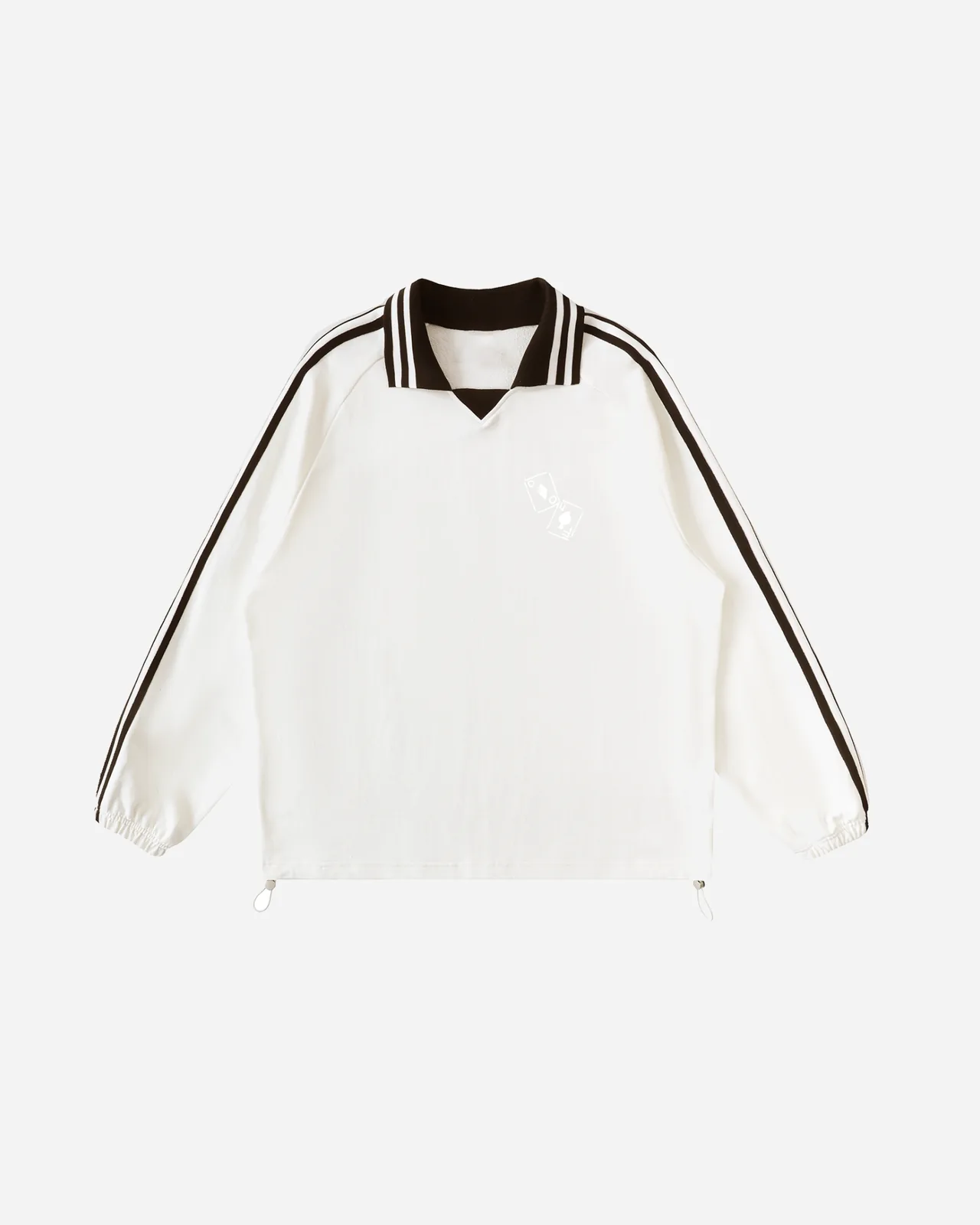 striped lapel sweatshirt — blanco