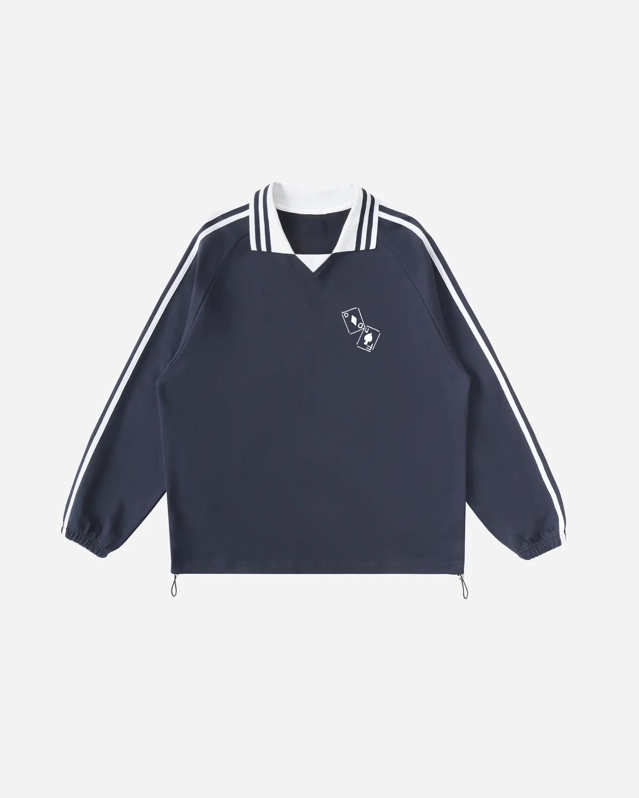 striped lapel sweatshirt — azul royal